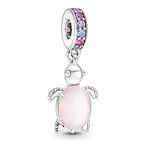 LaMenars Murano Glass Pink Sea Turtle Dangle Charm for Bracelets 925 Sterling Silver Bead Charms with Cubic Happy Birthday Anniversary Jewelry Gifts for Women Girls Wife