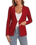 MINTLIMIT Collarless Work Casual Blazer Jackets for Women UK Long Sleeve Elegant Blazers Oversized Lapel Suit Size 20 22 (R-Red XL)