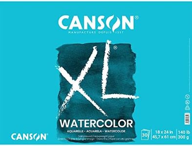 Canson XL Series Watercolor Textured Paper Pad for Paint, Pencil, Ink, Charcoal, Pastel, and Acrylic, Fold Over, 140 Pound, 18 x 24 Inch, 30 Sheets