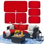 ClawsCover 6Pack Outdoor Seat and Back Cushions Replacement Covers Fit for 3 Pieces 3-Seater Wicker Rattan Patio Furniture Conversation Set Sectional Couch Chair,Red-Include Cover Only