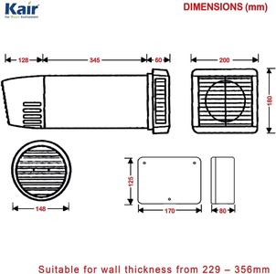 Kair Silent Bathroom Extractor Fan – Humidistat, Quiet Ventilation