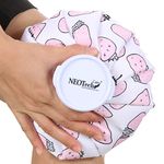 NEOtech Care Ice Bag for Injuries, Swelling, Headache, Pain Relief, First Aid - Cold Pack Screw Top Lid - Reusable, Refillable, Waterproof Pouch/Bladder Style (8 inch, Strawberry Design)