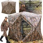 Your Choice Hunting Blind 3 Person 270 Degree See Through Ground Blinds for Deer Hunting Turkey Hunting, Camo Deer Blind Turkey Blind Pop Up Hunting Tent, Hunting Gear and Hunting Accessories
