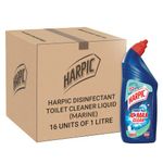 Harpic Toilet Cleaner Liquid, Marine - 1 L (Pack of 16) | Large Bulk Professional Sanitation