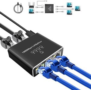 1000Mbps Ethernet Splitter 1 to 4 High Speed(4 Devices Simultaneously Networking), Gigabit Internet Splitter 1 in 4 Out, LAN Splitter with USB Power Cable, RJ45 Splitter for Cat5/5e/6/7/8 Cable