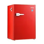 Upstreman CR-25 2.5 Cu.ft Retro Compact Refrigerator, Mini Fridge with Freezer, Adjustable Thermostat, Side Bottle Opener, Small Fridge for Office, Bedroom, Dorm, Bar, Red