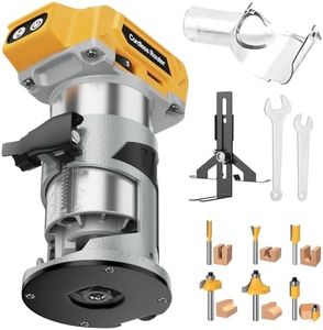 Cordless Router Tool for De-Walt 20V Battery, 800W 30000 RPM Brushless Wood Router with 5-Speed Control, Aluminum Base, Depth Adjustment, 6 Router Bits, Palm Router for Woodworking(Tool Only)