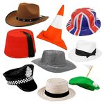 PACK OF 9 PARTY PHOTO BOOTH PROP HATS. NOVELTY FANCY DRESS HEADWEAR. FUNNY HATS FOR BIRTHDAYS, GRADUATIONS, WEDDINGS, & PARTIES. SIZE: PACK OF 9