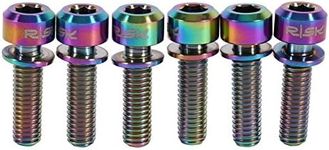 6Pcs Bicycle Water Bottle Cage Bolts M5 x 18mm Screws Titanium with Washers (Rainbow)