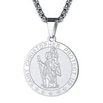 FaithHeart St Christopher Necklace for Men Protective Jewellery Childrens Saint Christopher Pendant with Sturdy Chain Stainless Steel Catholic Necklaces Womens Gifts for Birthday