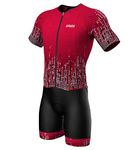 Sparx Mens Elite Aerosuit Triathlon Suit Mens Short Sleeve Tri Suit Skinsuit (Burgundy, Medium), Burgundy, Medium