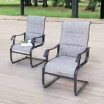 NUU GARDEN Patio Dining Chairs Set of 2, All Weather Outdoor Padded Textilene Patio Chairs, Breathable Spring Motion Textile High Back Outdoor Dining Chairs for Backyard, Lawn, Deck, Grey