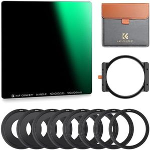 K&F Concept 100x100mm Square ND Filter Kit ND1000 (10 Stop) + 1x Filter Holder + 8 x Filter Rings with 28 Multi-Layer Coatings Compatible with Canon Nikon Camera Lens