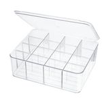 ZEXALOR Socks Underwear Drawer Organzier Dividers, 16 Compartment Removable Divided Plastic Storage Bin with Lid, Storage Organizer for Scarves Ties Bras, Clear Light Gray Dresser Drawer Organizers