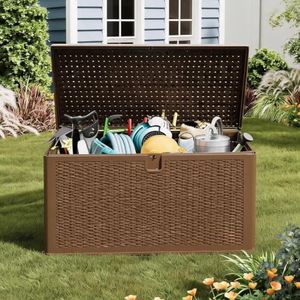 IDEALHOUSE 150 Gallon Waterproof Resin Deck Box, Large Resin Storage Bench