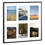 Navaris Picture Frame for 6 Photos - Multiple Aperture Wall Hanging 6-Photo Frame for 6x4 (10x15cm) Pictures - 6-Aperture Collage Frame for Wall