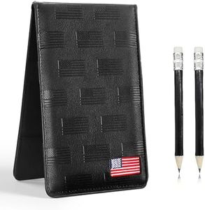 FINGER TEN Golf Scorecard Holder with 2 Free Pencils Value Pack, Premium Leather Yardage Books Cover Weatherproof, Lightweight Portable Score Tracking Accessories for Men Women (USA Flag)