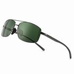 SUNGAIT Ultra Lightweight Rectangular Polarized Sunglasses UV400 Protection (Gunmetal Frame Green Lens, 62) 2458 QKMLV UK