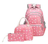 JiaYou School Backpack Sets 3pcs Dog Paw Prints Daypack for Teens Girls Primary School Students(Pink,20L)