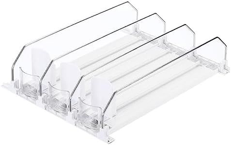 uxcell 3pcs Soda Can Organizer for Refrigerator, Self-Pushing Drink Organizer for Fridge, Width Adjustable Drink Dispenser Beverage Pusher For Pantry Vending Machine, White