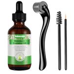 Rosemary Oil (60ML)+ Derma Roller 0.5mm for Hair Growth, Skin Care, Eyebrow and Eyelash Growth for Aromatherapy & Diffuser, Hair Loss Treatment Oil for Women and Men