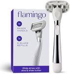 Flamingo Razors for Women, 1 Razor (Polished Chrome) Handle and 1 Razor Blade Refill