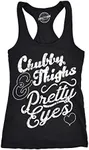 Womens Tank Chubby Thighs and Pretty Eyes Gym Shirt Funny Workout Racerback Top Funny Racerback Tank Funny Fitness Tank Top Novelty Tank Tops for Women Black XL