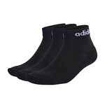 adidas Unisex Linear Cushioned 3 Pairs Ankle Socks, Black/White, M