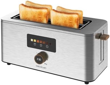 Cecotec Tostadora Vertical 2 Ranuras Largas Touch&Toast Extra Double. 1500 W, 4 Rebanas de Pan, Ranuras Extra Anchas 3,5 cm, Pantalla Táctil y Perilla Digital, Acabados en Acero Inoxidable