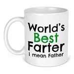 Worlds best farter mean father Fathers Day Gift Dad Mug Dad Birthday Dad Coffee Gift for Dad first fathers day by the T bird, White