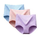 marysgift Womens Knickers High Waisted Underwear for Ladies Girls Stretchy CottonThongs Panties Full Briefs Pack of 3 (B03,XL UK 12 14)