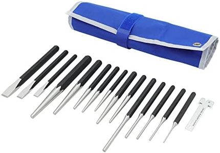 MichaelPro Punch and Chisel Set, 16-Piece Punch Set Tools with Center Punch, Pin Punch, Starter Punch, Chisel, Gauge and Tool Storage Pouch, Heavy Duty Chrome Vanadium Steel Chisels and Punch Tool Set