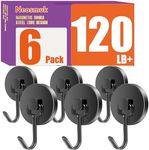 Neosmuk Magnetic Hooks for Cruise Cabins, Pack of 6, Black, 3.2#