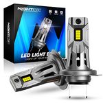 NIGHTEYE H7 LED Headlight Bulb, 60W 12000LM H7 LED Headlights Conversion Kit Mini Size H7 Headlight Bulb Super Bright 6500K White, IP68 Waterproof Plug and Play, Pack of 2