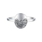 KIFUTENG Sterling Silver Ring S925 Wave Ring For Women Self Reminder Wave Rings For Teen Girls Dainty Minimalism Nature Jewelry Ideal Gifts Wave Rings To My Daughter Mom Wife US Size 6-9, Non-Precious Metal, No Gemstone