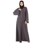 BT - Being Traditional Women’s Front Open Abaya with Coat Piping Work Made in Premium CEY Fabric (FOA-016-CEY) (XL, Dark Grey)