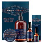 King C. Gillette Beard Wash, Mens Face Wash, Infused w/Argan Oil & Avocado Oil to Cleanse Hair & Skin w/Beard Balm, Deep Conditioning with Cocoa Butter, Argan Oil & Shea Butter and Beard Thickener