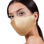 Satin Face Mask with Nose Wire & Adjustable Ear Loops, Wedding Washable Gold Nude Silk Masks Filter Pocket 4 Layer Made in UK (Gold Satin)