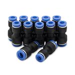 Bwintech 12 Pcs 6mm to 8mm Pneumatic Straight Reducing Push to Connect Adapter Quick Release Reducer Fittings (PG6-8)