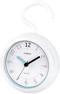 OSTAR Waterproof Bathroom Shower Clock, Analog Quartz Clock Hanging Stand Dual Purpose, One AA Battery Operated 4.72 inch Round Size