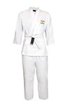 Addiction Karate Dress for Boys Girl Men women Martial Art Uniform White Top Pant with Karate Belt Set (44, white)