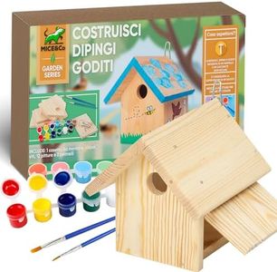 Mice&Co Casetta per Uccelli Fai Da Te - Casa Uccellini in Legno per Dipingere, Kit Montaggio con Set di Pittura, Casa Uccelli Dipingere Esterno | Casetta DIY per Giardino, Riparo per Uccelli
