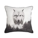 Sleepdown Wolf Panel Filled Cushion Bedroom Livingroom Accessory - 45cm x 45cm - Grey