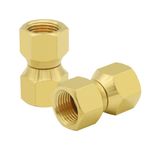 Hooshing 2PCS 3/8" Female Flare Adapter Swivel Nut Brass Flared Tube Fittings Brass Pipe Connector