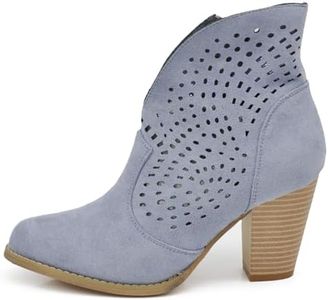 IF Fashion Chaussures Femme Bottes Bottines Cowboy Western Camperos Texani Ethnique WS106, 6652 Bleu, 37 EU