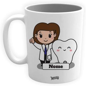 Movoo Design Tazza Dentista Donna Mug Lavabile in Ceramica Personalizzata con Nome