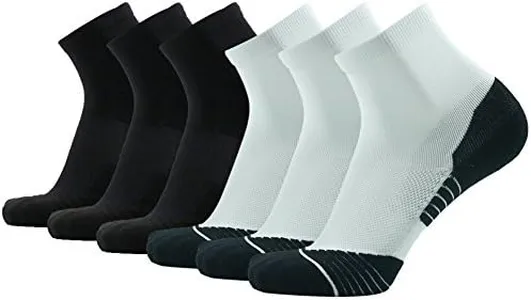 Compression Tennis Socks HUSO Moisture Absorb Breathable Sporty Mountain Climbing Socks for Men ,6pairs-white&black,Large / X-Large