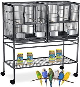 Combo Breeding Stacker Center Divided Breeder Bird Flight Double Rolling Cage with Side Breeding Nest Door (Black Vein, Single Stack)