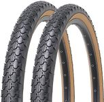 MOHEGIA Bike Tires, 2 Pack 26x2.125 Inch Folding Replacement Tires for Beach Cruiser Bicycle/Brown Side Wall