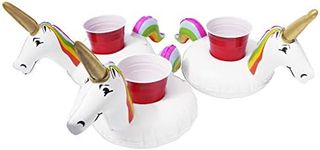 GoFloats Inflatable Pool and Hot Tub Drink Holders (3 Pack) (Choose - Unicorn, Flamingo, Palm Tree and More)